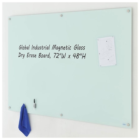 Global Industrial Glass Dry Erase Board, 48, 72, White 695259